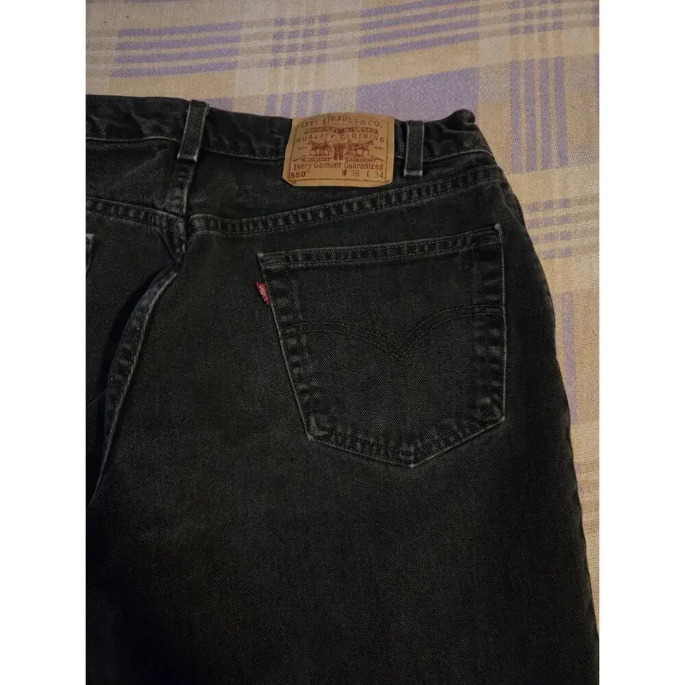 Vtg Levis 550 Mens 36 X 34 Fit 34 X 32 Relaxed Fit Denim Jeans Black Faded 90s